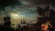 Claude-joseph Vernet Seaport by Moonlight china oil painting reproduction